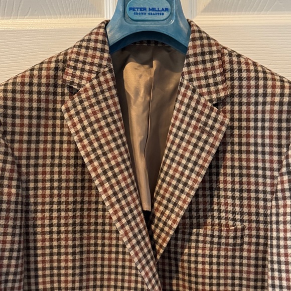 Peter Millar Check Brown and Tan Patch Pocket Sport Coat